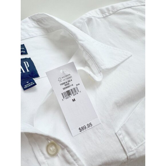 NWT GAP Optic White Organic Cotton Poplin Oversized Button-Up Big Shirt, Size M - Picture 13 of 16